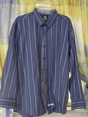 English Laundry Navy Blue Striped Dress Shirt Size XL